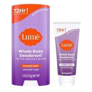 Lume Whole Body Deodorant Stick & Cream- Lavender Sage 2 Pieces